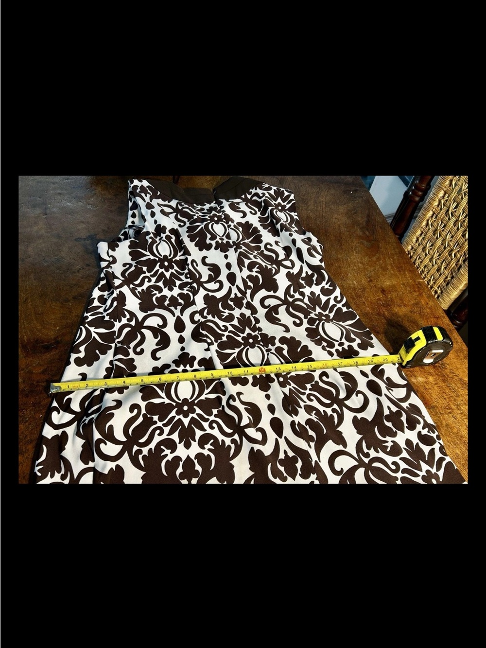 Alyx Brown/White Floral Sheath Dress Scoop Neck Sleeveless Knee Sz 16 Zip - Picture 6 of 12